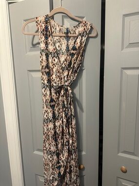 l*space Cream Maxi Wrap Dress with Blue Accents